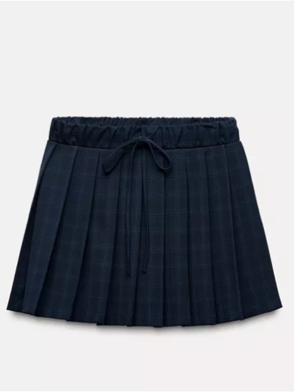 Zara Pleated Drawstring Mini Skirt in Navy